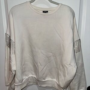 Express Cream Embellished Sweatshirt